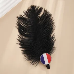 Pinza de pelo de plumas de avestruz negras estilo bandera francesa accesorio vista principal