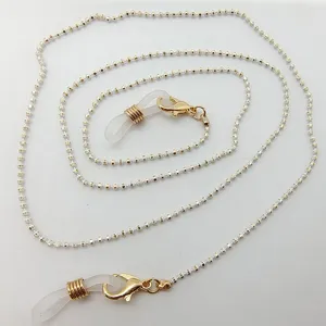 Goldfarbene Perlen-Brillenkette, multifunktionaler Masken- und Brillenriemen für den Alltag.