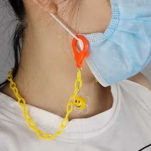 Cute acrylic flower mask chain for kids anti-loss lanyard necklace hanging strap design.