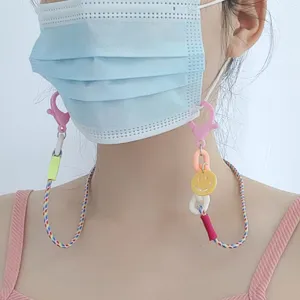 Catena per maschera per bambini colorata con faccina sorridente poliestere cordino