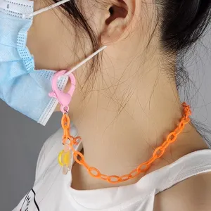 Colorful acrylic mask chain for kids, cute flower pendant anti-lost lanyard accessory