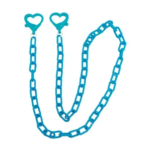 Catena a cuore in acrilico blu brillante per mascherina o occhiali, accessorio leggero.