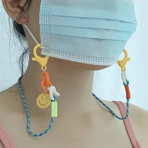 Catena Mascherina Bambini Sorriso Poliestere Cordino Antismarrimento Accessorio Moda