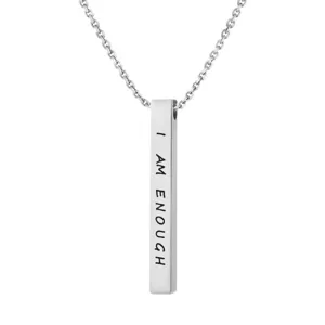 Collana con Pendente a Pilastro in Acciaio Inossidabile con Incisione I Am Enough Collana a Catena Minimalista Geometrica per Uomo Donna