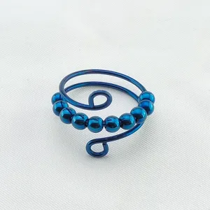 Edelstahl Anti Angst Spinner Ring Mit Beweglichen Perlen Galvanisiert Einstellbare Geometrische Ring Schmuck Für Damen Herren