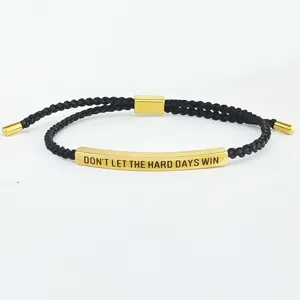 Bracciale Regolabile in Acciaio al Titanio con Tubo Curvo Inciso Corda Intrecciata Bracciale con Citazione Ispiratrice per Uomo Donna Gioielli