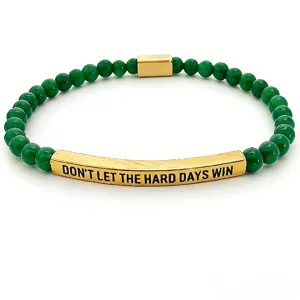 Bracciale in Pietra Naturale con Perline Birthstone Tubo Curvo in Acciaio Inossidabile con Incisione Citazione Ispiratrice Gioielli Unisex