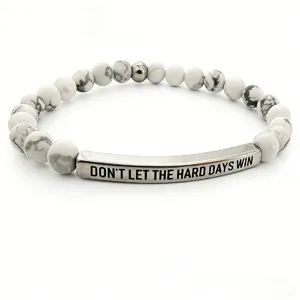 Bracciale inciso ispirante in acciaio inossidabile tubo perla pietra naturale 6mm