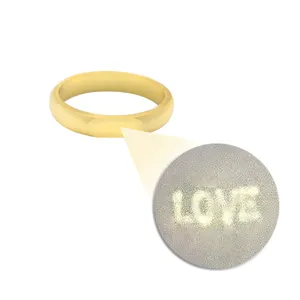 Anello di Rame Galvanizzato Con Lettera Love Proiezione Luce Tech di Nicchia per Unisex Tendenza Quotidiana Anello a Fascia Geometrico Lucidato