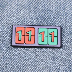 Cute 11:11 number metal enamel brooch pin creative retro fashion clothing accessory badge
