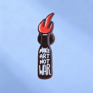 Αντιπολεμική Καρφίτσα Κοκτέιλ Μολότοφ Make Art Not War Έμβλημα από Κράμα Καλλιτεχνική Καρφίτσα Για Ρούχα Τσάντες
