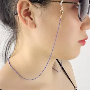 Catenella per occhiali di perle blu elegante cordino porta occhiali e mascherina donna