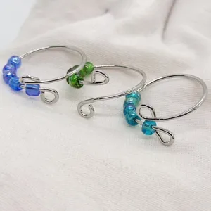 Anello Antistress in Acciaio Inossidabile con Perline Rotanti per Donna Anello Fidget Aperto Regolabile con Perline di Vetro Delica Gioielli Personalizzati