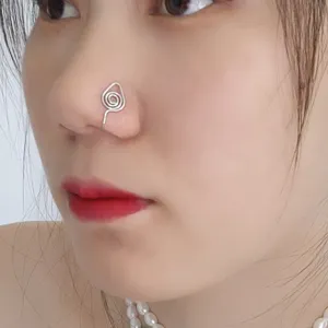 Falso anello naso a spirale in metallo punk, gioiello polsino naso a U senza piercing