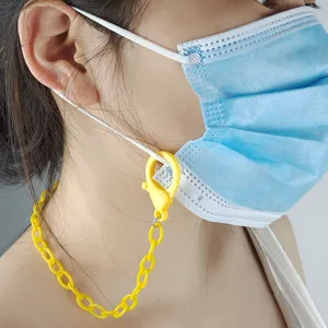 Catena per mascherina facciale in plastica acrilica gialla ed elegante corda.