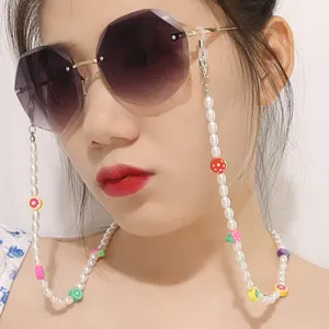 Chaîne de lunettes en perles pour femmes anti-perte bracelet masque fruits argile douce cordon