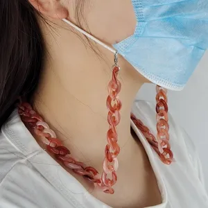 Elegante catena per mascherina in acrilico cinturino occhiali tartarugato rosa collana