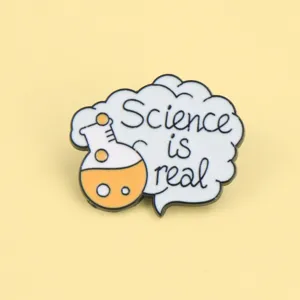 Μεταλλική καρφίτσα Science is real επιστημονικό θέμα κονκάρδα για σακάκι και αξεσουάρ ρούχων