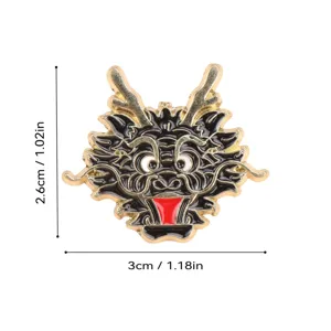 Broche insignia de esmalte metálico con cabeza de dragón estilo chino para accesorios