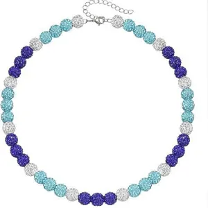 Collana sportiva con sfera disco in strass colorati con catena di estensione