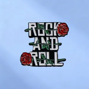 Rock And Roll Roos Brosche Legering Gelakt Metalen Badge Punk Letters Bloemen Speld Voor Kleding Tassen Unisex Sieraden