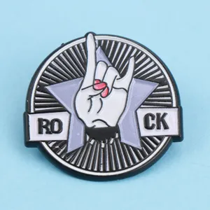 Rock gesture star metal brooch badge creative enamel pin jacket clothing accessories