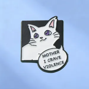 Creative Contrast Cat Alloy Brooch Funny Text Speech Bubble Metal Enamel Pin For Backpack Pencil Case Clothes Decoration Ornament Gift