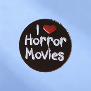 Runde Legierung Brosche Pin I Heart Horror Movies Kreative Emaille Abzeichen Für Kleidung Taschen Zubehör Dekoration Mode Schmuck Geschenk