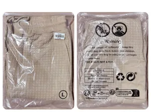 Vue détaillée de l'emballage du pantalon de jogging gaufré kaki