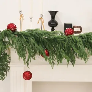 Realistische Norfolk Pine Kerstslinger Real Touch PE Dennennaald Slinger Voor Open Haard Trappen Wanddecoratie Huisdecoratie