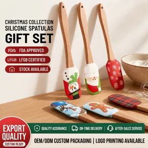 Espátula De Silicona De Navidad Con Mango De Madera Lengua Repostería Flexible Resistente Al Calor Para Hornear