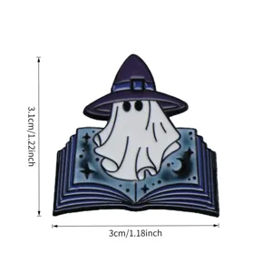Halloween Hexe Geist magisches Buch Emaillierte Anstecknadel Metallabzeichen gruseliges Accessoire.