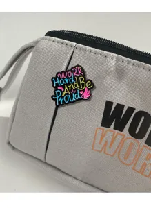 Metal enamel pin featuring inspirational text design, perfect for backpacks, jackets and hats.