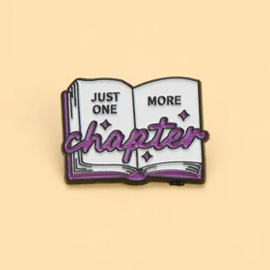 Enamel pin book design metal brooch cute reading lover badge apparel clothing accessory