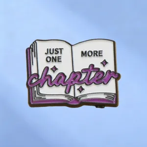 Just One More Chapter Open Book Enamel Pin Funny Cartoon Alloy Brooch Badge For Bags Sweatshirt Decor Literary Gift
