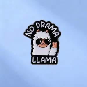 Αστεία Καρφίτσα Λάμα No Drama Σμάλτο Alpaca Γυαλιά Ηλίου Καρφίτσα από Κράμα Σήμα για Σακίδιο Πλάτης Ρούχα Κόσμημα Δώρο