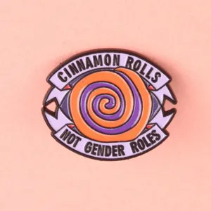 Creative metal enamel pin with funny English text and spiral eye design for backpack decor.