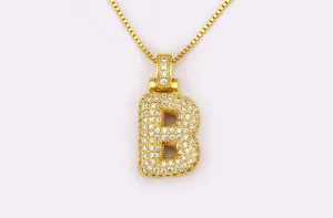 collier pendentif lettre b bulle plaqué or 18k avec zircon scintillant bijoux tendance femme