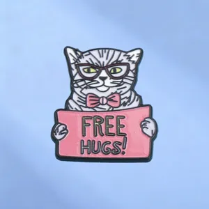 Mignonne Broche en Émail d'Alliage de Chat de Dessin Animé Câlins Gratuits Badge pour Sac à Dos Trousse Accessori de Vêtements Épingle de Revers d'Animal Créatif