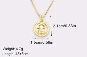 18k gold plated natural white shell little girl pendant necklace with cubic zirconia