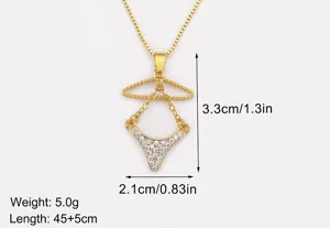 Collier pendentif bikini cintre plaque or 18K avec zircone pour femmes tendance chic
