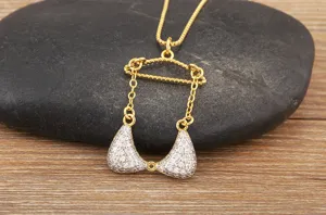 Collier Plaque Or Pendentif Bikini Cintre Zircone Mode Femme Bijoux Fantaisie Chic