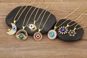 Collana malocchio placcata oro 18K in rame zircone micro incastonato gioielli occhio turco
