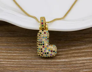 Gold-plated colorful cubic zirconia letter L pendant necklace fashion jewelry for women
