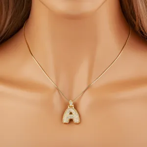 Collier pendentif lettre A plaqué or avec des strass zircone cubique bijoux tendance