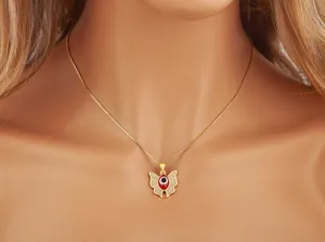 Gold Plated Zircon Evil Eye Butterfly Necklace Elegant Women Jewelry Gift Accessory