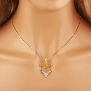 Exquise collier pendentif cintre bikini en zircon plaqué or 18K pour femme mode bijoux.