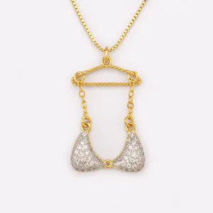 Collier pendentif cintre bikini en zircone cubique plaqué or pour femme bijou tendance
