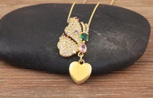 Collier pendentif cœur papillon en strass plaqué or bijoux de mode élégant accessoire femme