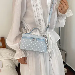 Stylish polka dot crossbody vanity bag, casual shoulder handbag for women summer fashion.